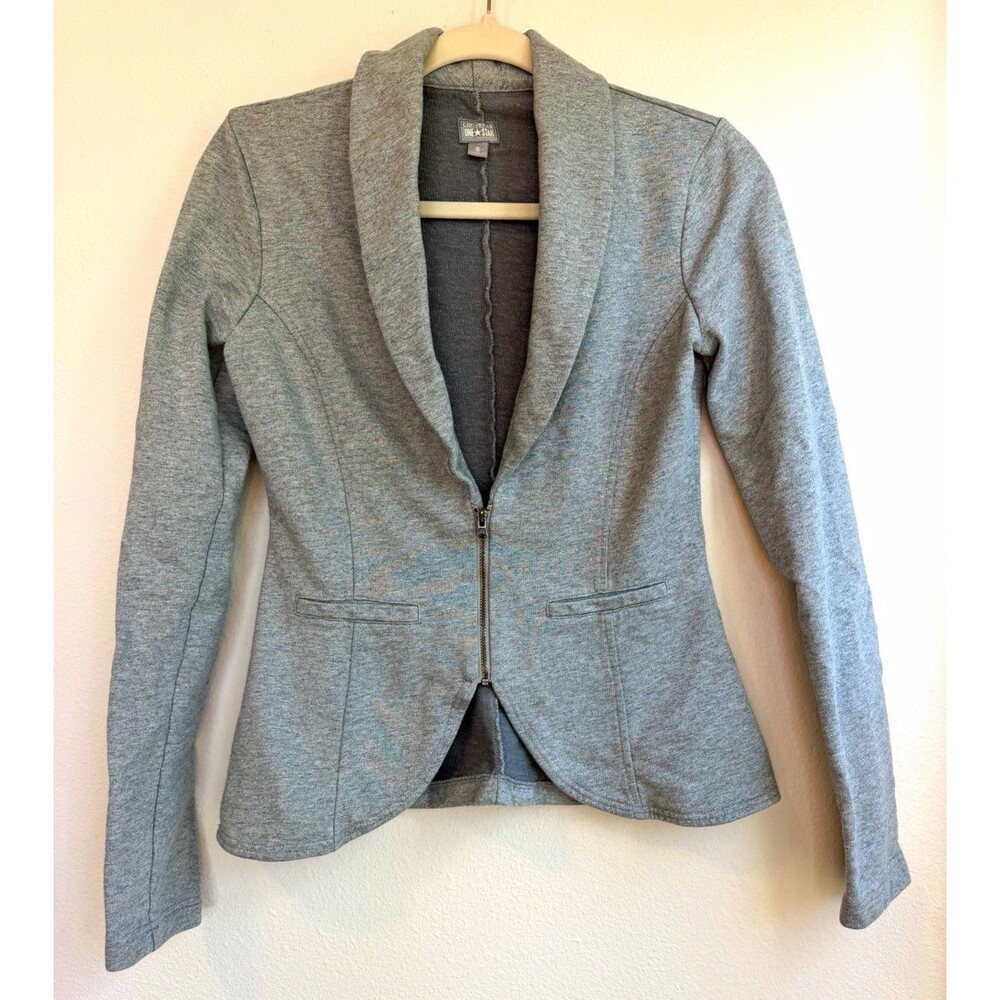 Converse One Star Women’s S Gray Zip Front Collared Short Jacket Casual